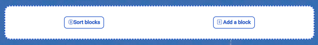 Zone “Sort blocks / Add a block” dans l’éditeur i‑Card